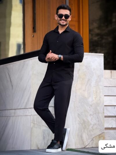 پیراهن مردانه مشکی بلندبلک_کد4334