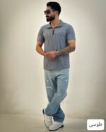 تیشرت مردانه نیم زیپ مراکشی سالار_کد4636 - Image 4