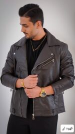 کاپشن مردانه زیپ کج چرم شاهان_کد4531 - Image 3