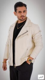کاپشن مردانه زیپ کج چرم شاهان_کد4531 - Image 2
