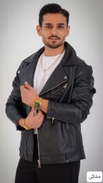 کاپشن مردانه زیپ کج چرم شاهان_کد4531 - Image 4