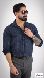 پیراهن مردانه راه راه اذین_(تک سایز)_کد60
